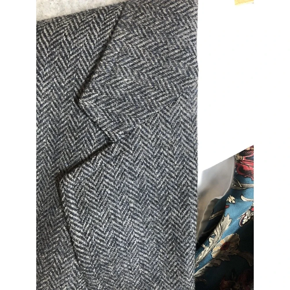 Jos. A. Bank Blazer Mens 40R Gray Wool Herringbone Tweed Sport Coat Flaw